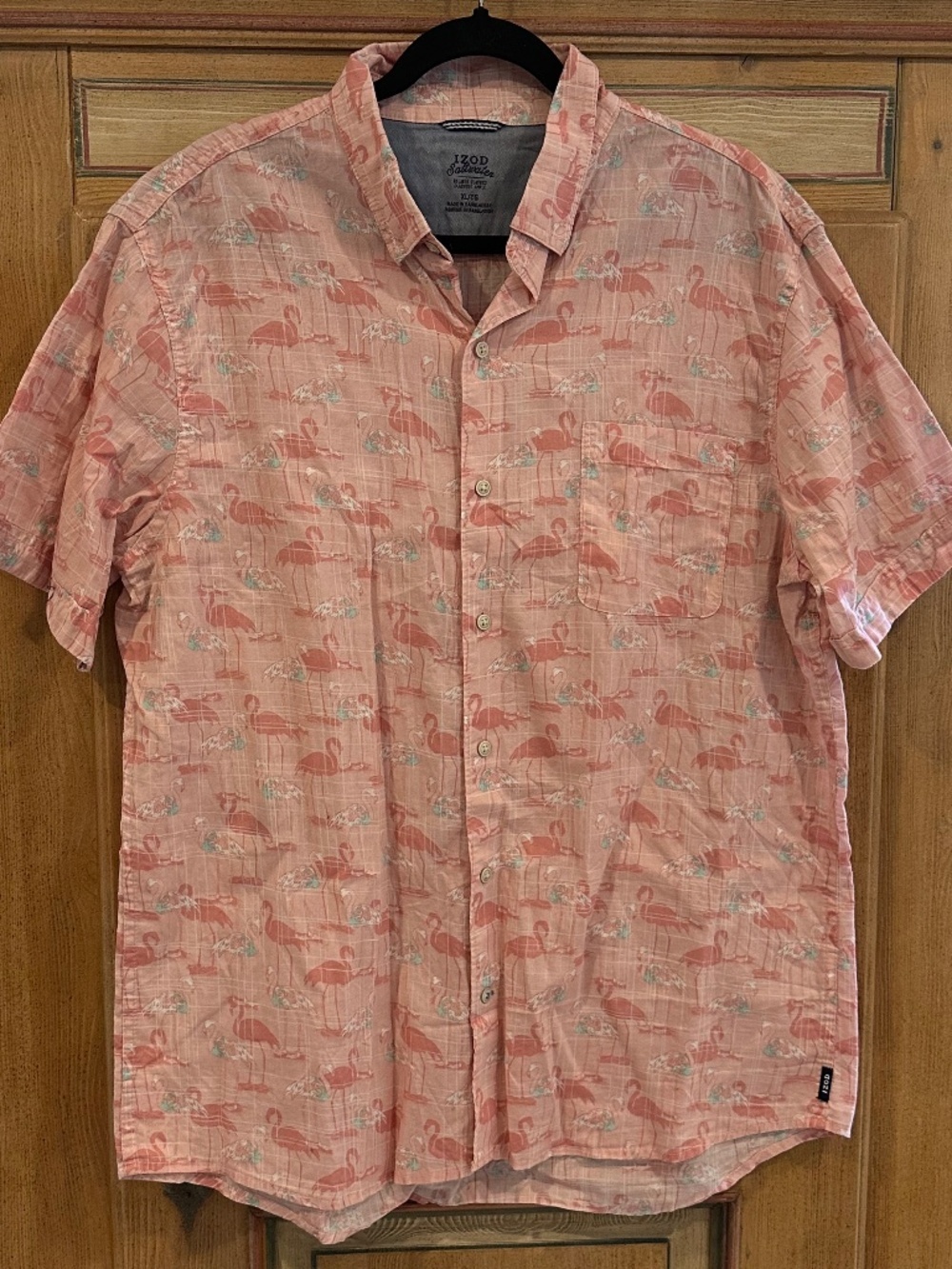 Men's - IZOD Saltwater - Pink Flamingo Button-Down Collared Shirt - Size XL